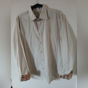 Burberry Beige Shirt with Plaid Accents XL Men